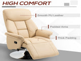 Adjustable Swivel Recliner, Manual Recliner Chair with Footrest, Padded Arms, PU Leather Upholstery, T3398P550251