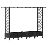 Raised Bed with Trellis and Roof Black 203 x 40 x 127 cm PP 3423157
