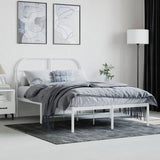 Bed Frame White Powder-coated Steel Double Bed Frame 353682