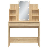 Dressing Table with LED Lights Sonoma Oak 96x40x142 cm 837894