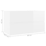 ZNTS Sink Cabinet High Gloss White 80x38.5x45 cm Engineered Wood 804752