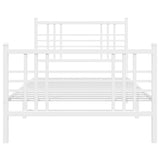 Metal Bed Frame without Mattress with Footboard White 100x190cm 376385