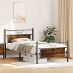 Bed Frame without Mattress Smoked Oak 100x190 cm Engineered Wood 4106755