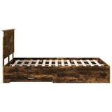 Bed Frame with Drawer Smoked Oak 140 x 200 cm Engineered Wood 3409653