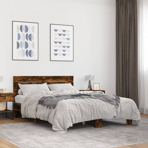Bed Frame without Mattress Smoked Oak 140x190 cm 3280169