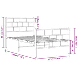 Metal Bed Frame without Mattress with Footboard White 100x190cm 355720