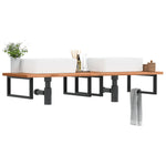 Basin Shelf Wall Mounted Steel and Solid Wood Beech 3302457