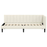 Corner Bed Frame with Headboard Cream 80 x 200 cm Velvet 42016335