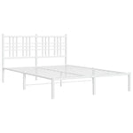 Metal Bed Frame without Mattress with Headboard White 140x200cm 376374