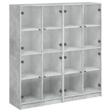 Bookcase with Doors Concrete Grey 136x37x142 cm Engineered Wood 3206520