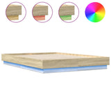 Bed Frame with LED without Mattress Sonoma Oak 160x200 cm 3209781
