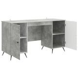 Desk with Door Concrete Grey 142.5 x 50 x 75 cm Engineered Wood 3414633
