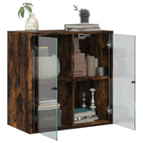 Wall Cabinet with Glass Doors Smoked Oak 68x37x68.5 cm 836494