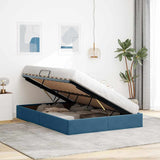 Storage Bed with Mattress Dark Blue 140 x 200 cm Velvet 3370104