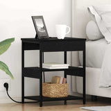 Bedside Cabinet Black Oak 41 x 31 x 51 cm Engineered Wood 859535