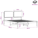 Bed Frame with Upholstered Headboard Natural and Dark Grey 903977