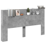 Headboard Cabinet with LED Concrete 180 x 16.5 x 103.5 cm 8006571