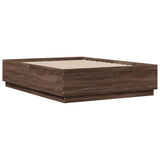 Bed Frame with LED without Mattress Brown Oak 135x190 cm Double 3209652