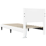 Bed Frame with LED Strip Lights White 90 x 190 cm Faux Leather 42028038