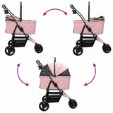 Folding Pet Stroller Adjustable Pink 78 x 54 x 101 cm Polyester 42012437