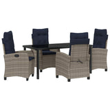 Garden Dining Set with Cushion 5 pcs Grey Poly Rattan 3380466