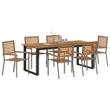 Garden Dining Set 7 pcs Grey Solid Acacia Wood 3365467