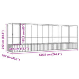 Aviary with Extension Silver 626.5x107x212 cm Steel 3214268