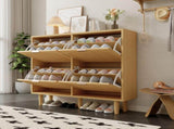 4-Drawer Narrow Rattan Shoe Cabinet, Farmhouse Slim Shoe Storage Cabinet, Space-Saving Storage for N896P437306O