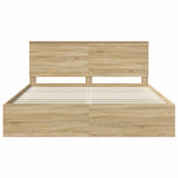 Bed Frame with Headboard Sonoma 180 x 200 cm Solid Pine Wood 3410976