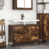 Basin Cabinet with Drawers Smoked Oak 90x34.5x60 cm 861889