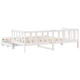 Daybed with Trundle and Drawers without Mattress White 90x190 cm Single 3302194
