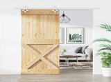 Sliding Door Natural and White 90 x 210 cm Solid Pine Wood 3445116