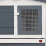 Outdoor Large Rabbit Hutch Grey and White 201x45x85 cm Wood 170843