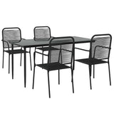 Garden Dining Set Black Cotton Rope Medium Stackable Dining Set 3156540