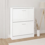 Shoe Cabinet High Gloss White 59x17x81 cm Engineered Wood 342538