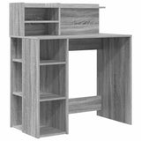 Desk with Shelf Grey Sonoma 90 x 48 x 101.5 cm Engineered Wood 869527