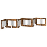 Foldable Dog Gate with Stands 6 pcs Smoked Oak 482 cm 892141