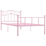 284538 Bed Frame without Mattress Pink Metal 100x200 cm