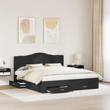Bed Frame with Headboard Black 200 x 200 cm Engineered Wood 3413563