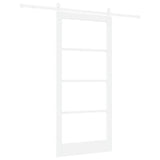 Sliding Door White 93 x 202 cm Solid Pine Wood and Glass 3332428