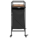 Laundry Basket 2 Compartments with Wheels Smoked Oak 859097