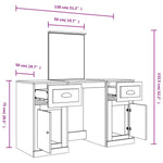 Dressing Table with Mirror Smoked Oak 130x50x132.5 cm 3185340