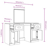 Dressing Table with Mirror Smoked Oak 130x50x132.5 cm 3185340