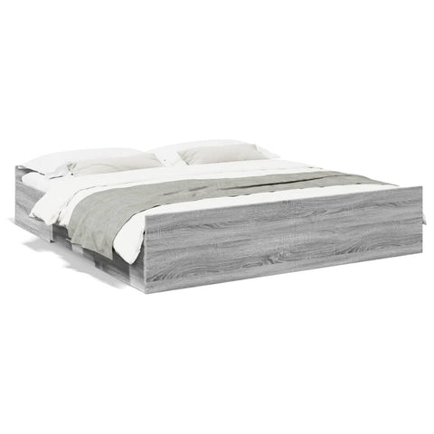 ZNTS Bed Frame with Drawers Grey Sonoma 180x200 cm Super King Engineered Wood 3280277
