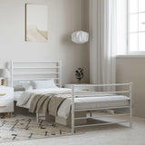 Metal Bed Frame without Mattress with Footboard White 100x200cm 352381