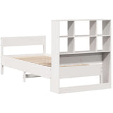 Bookcase Bed without Mattress White 90x200cm Solid Wood Pine 3322997