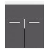 ZNTS Sink Cabinet with Built-in Basin Grey Engineered Wood 3070813