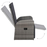 3 Piece Garden Dining Set with Cushions Grey Poly Rattan 3095351
