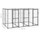 Outdoor Dog Kennel Steel with Roof 7.26 m 3082250
