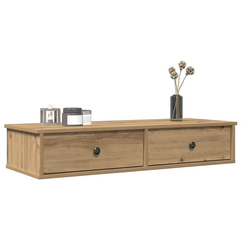 ZNTS Wall Shelf with Drawers Artisian Oak 100x37.5x19 cm Engineered Wood 859967